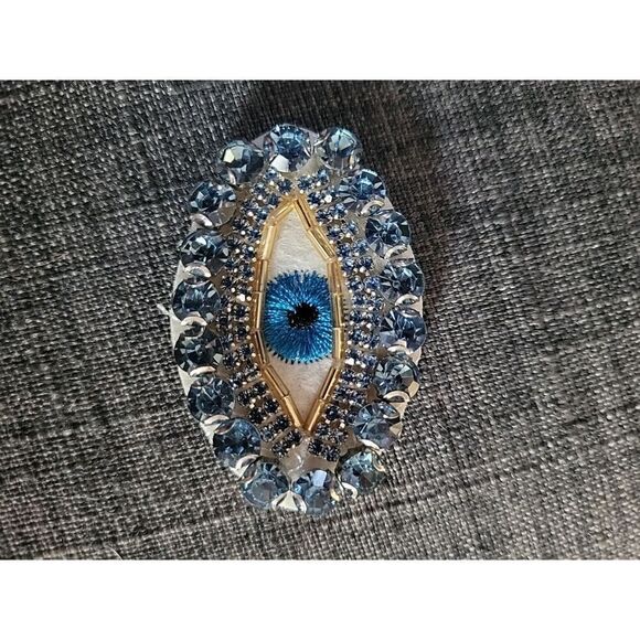 Beaded Rhinestone Eyeball Applique 2"x 1.5" Sew On - Picture 1 of 3